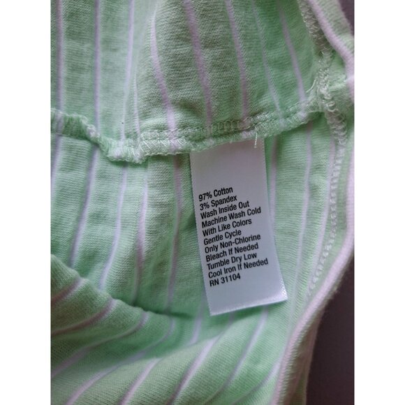 Crown & Ivy Womens Shift Dress Medium Mint Green Striped Bell Sleeve Preppy - Picture 4 of 7